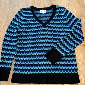 Leo & Ugo Paris Blue Patterned V-Neck Sweater